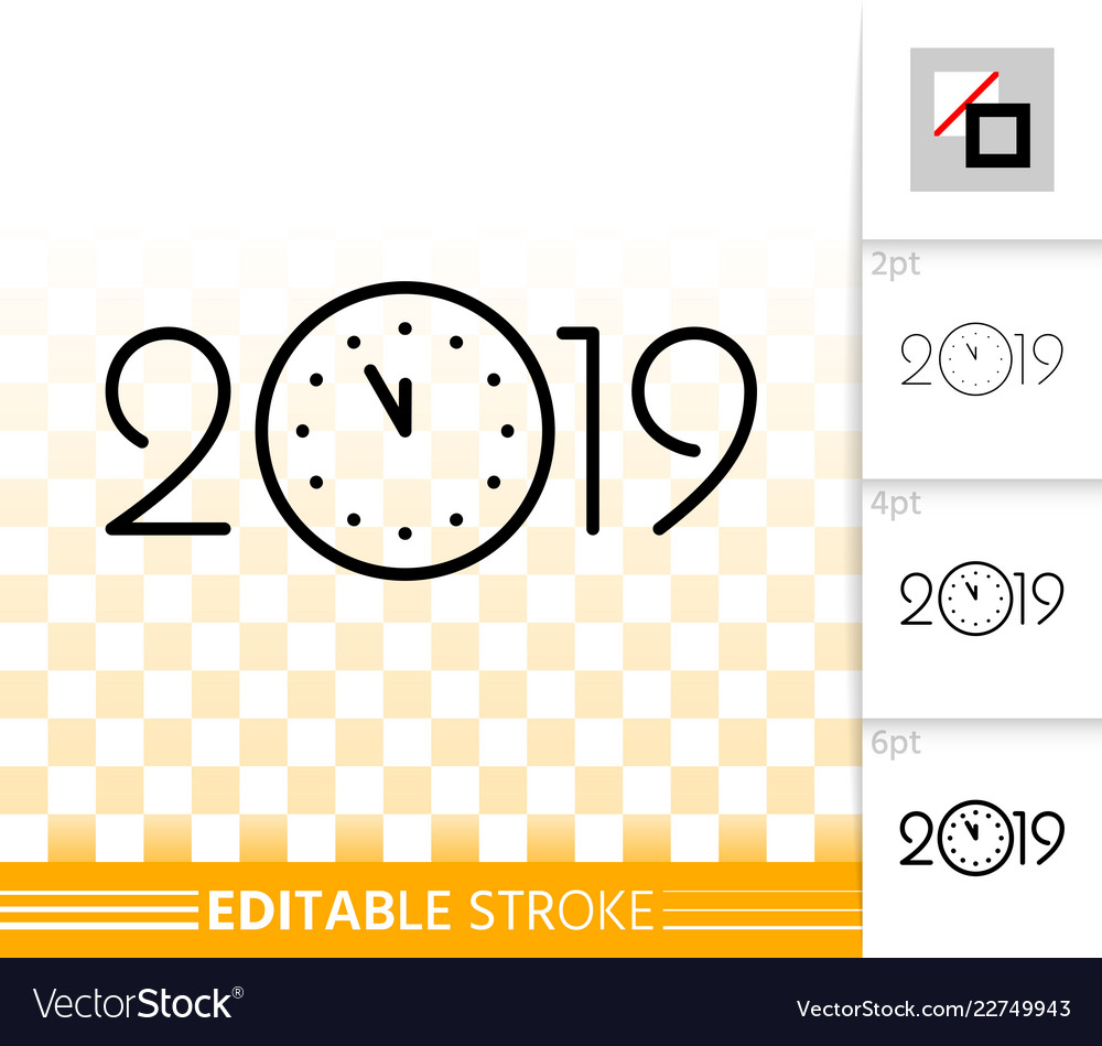 2019 year numeric simple black line icon vector image 2019 year numeric simple black line icon