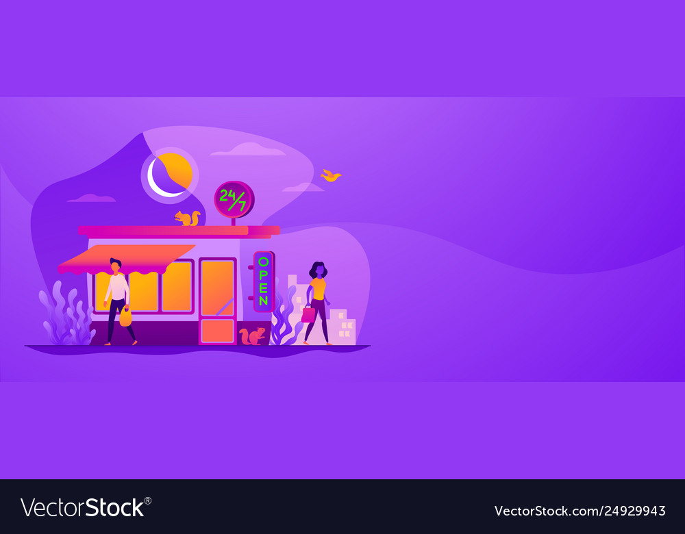 24 7 Service Web Banner Concept Royalty Free Vector Image