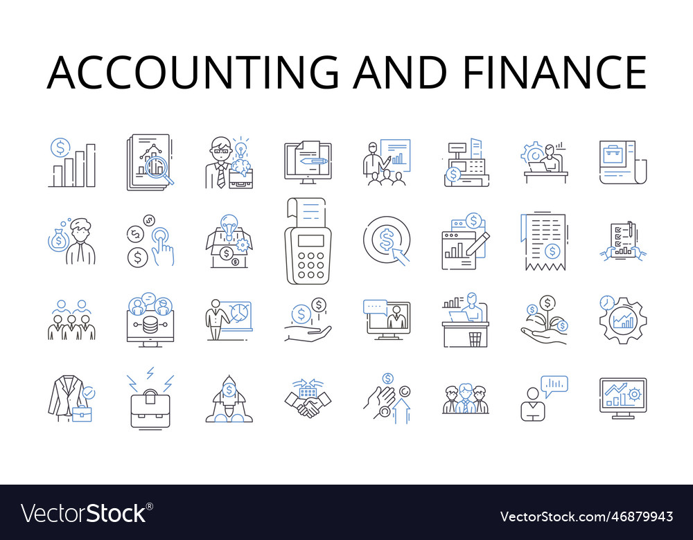 Accounting and finance line icons collection Vector Image