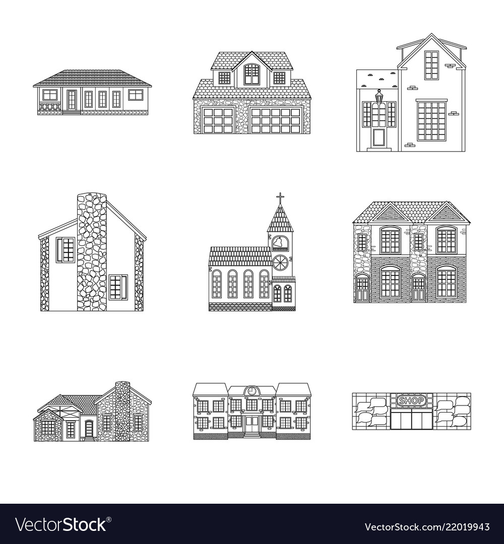 Building and front symbol vector image Building and front symbol