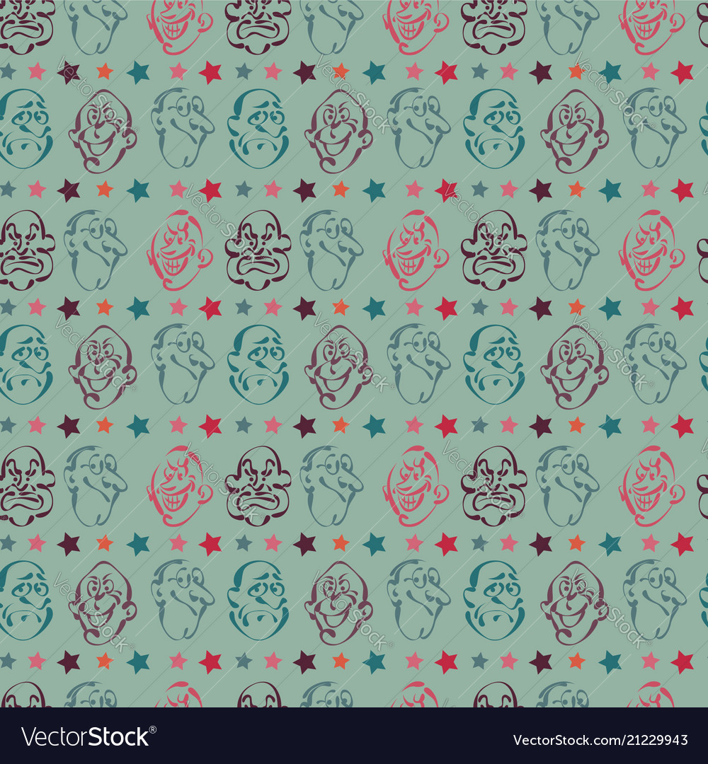 Face emotion hand drawn pattern background