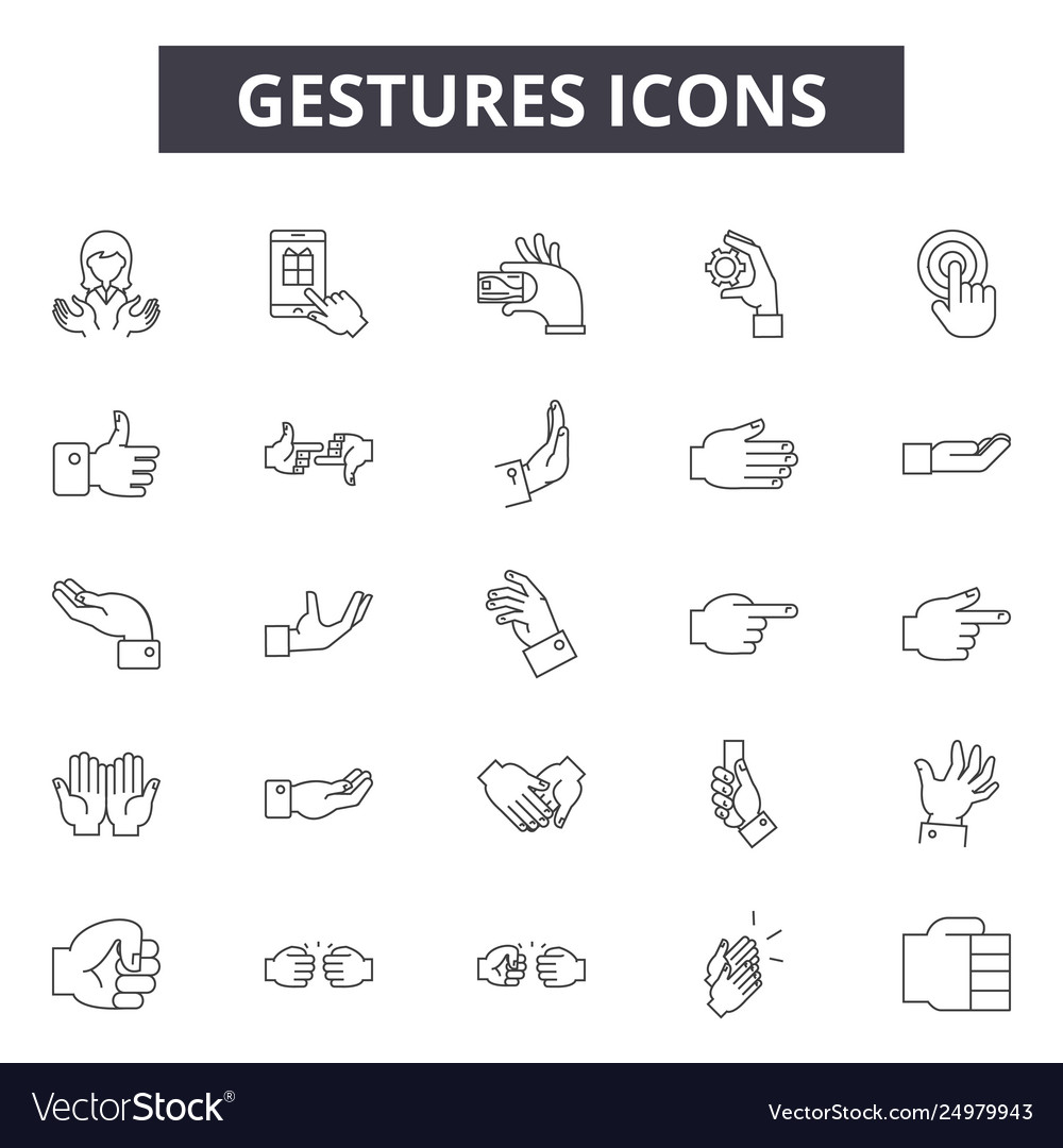 Gestures line icons signs set outline