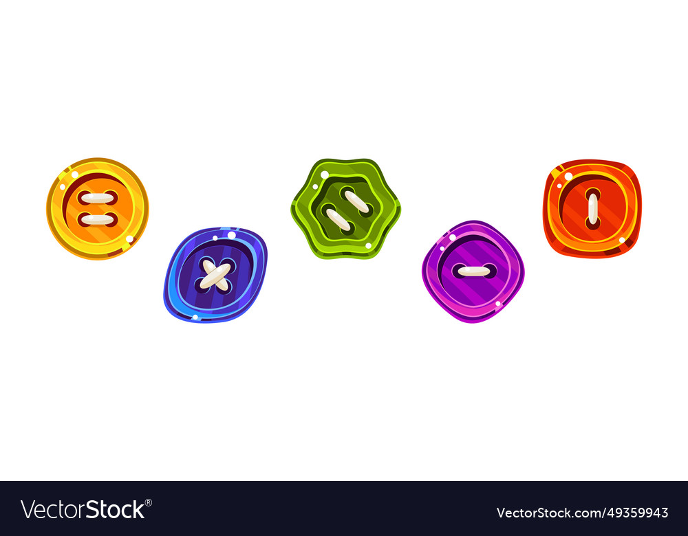 Glossy buttons of bright color and different shape