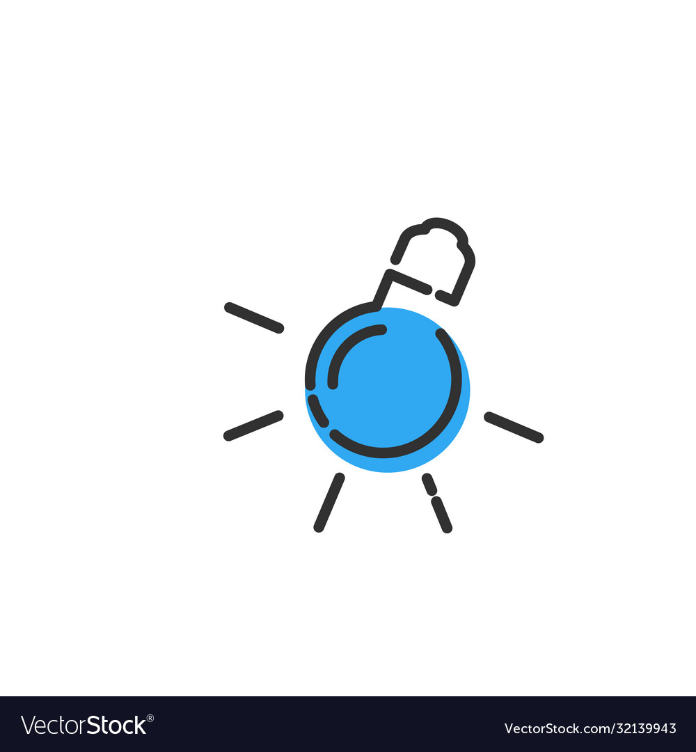 Idea icon light bulb with rays and blue blob