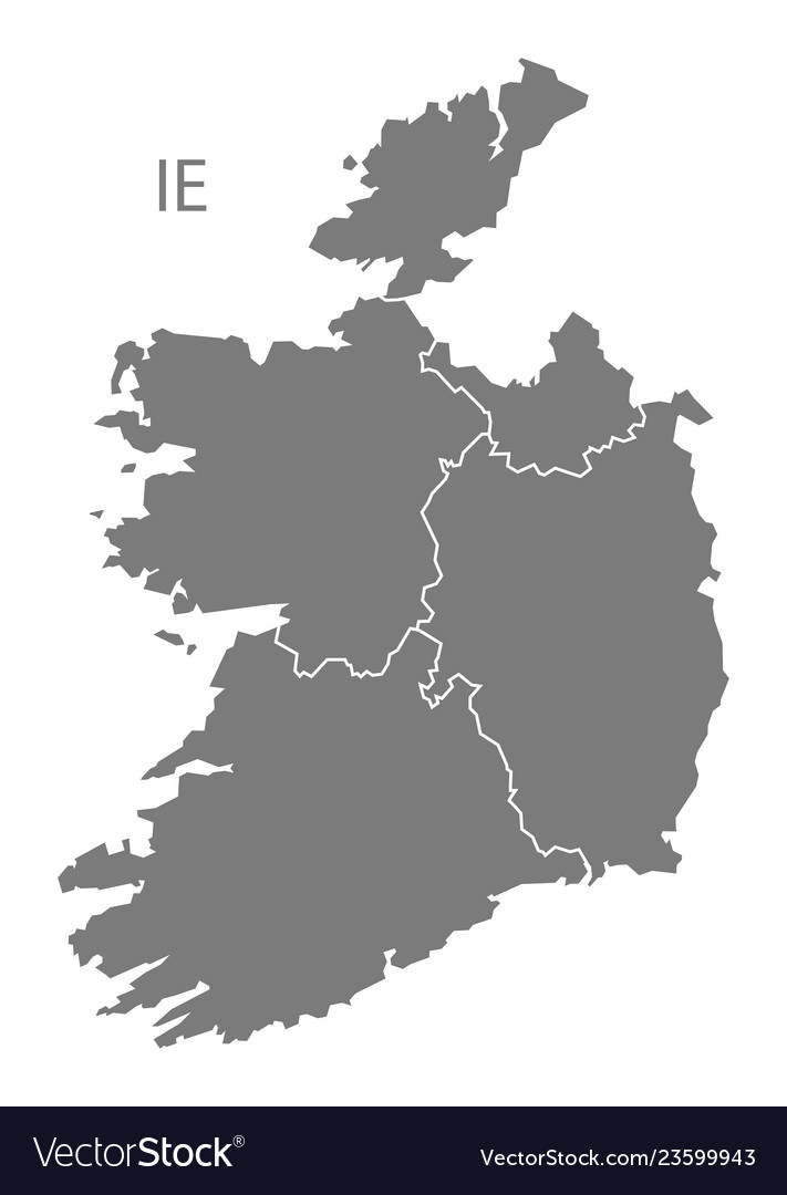 Ireland provinces map grey Royalty Free Vector Image