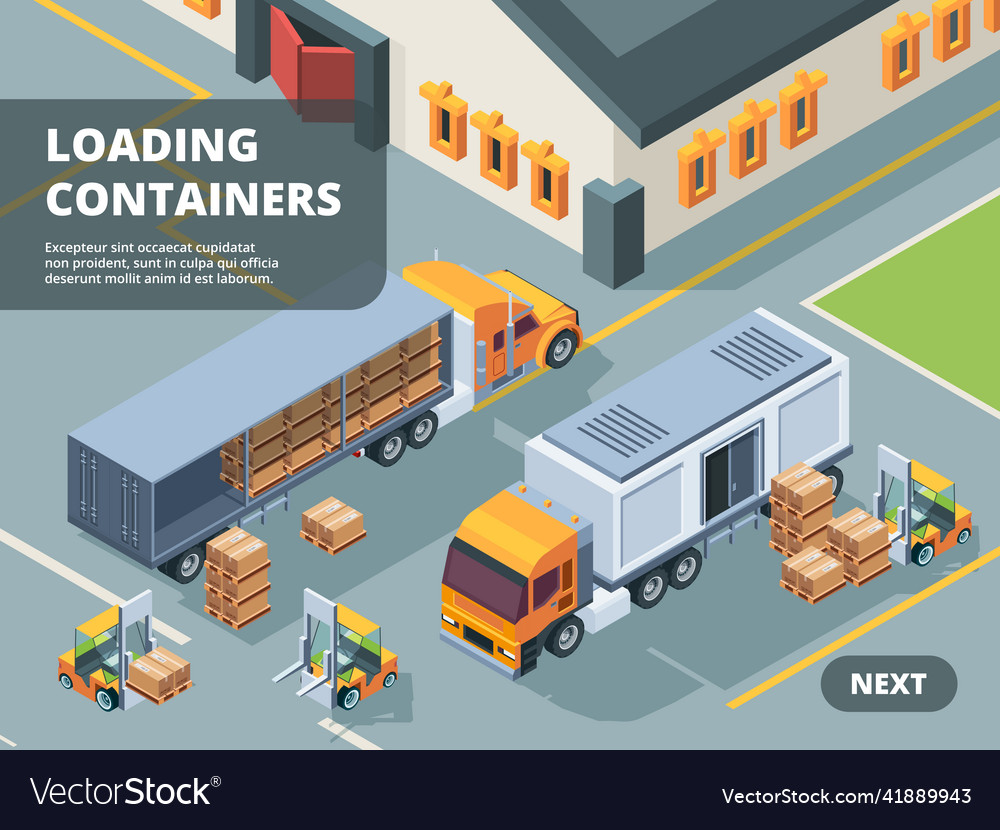 Logistic concept warehouse loading containers vector image Logistic concept warehouse loading containers