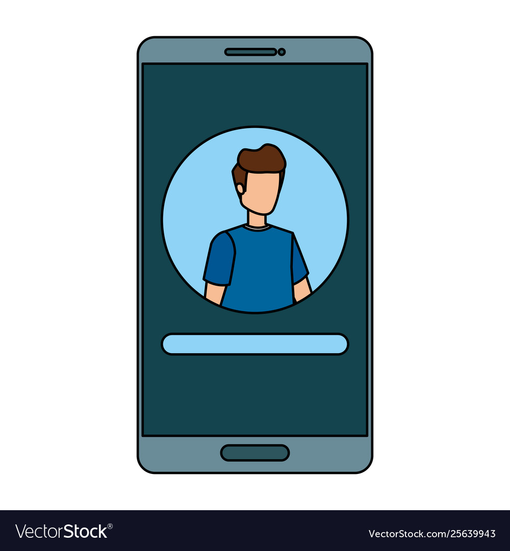 Man acount social in smartphone device character
