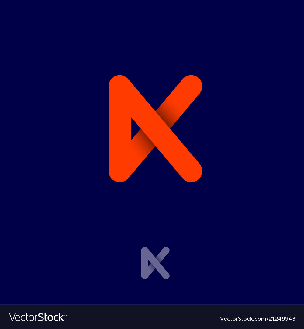 Orange k letter linear monogram with shadow