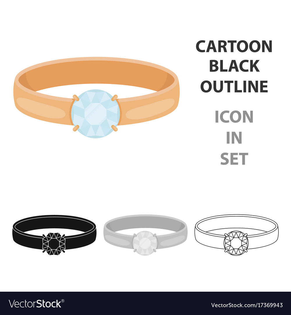 Ring with diamond icon in cartoon style isolated