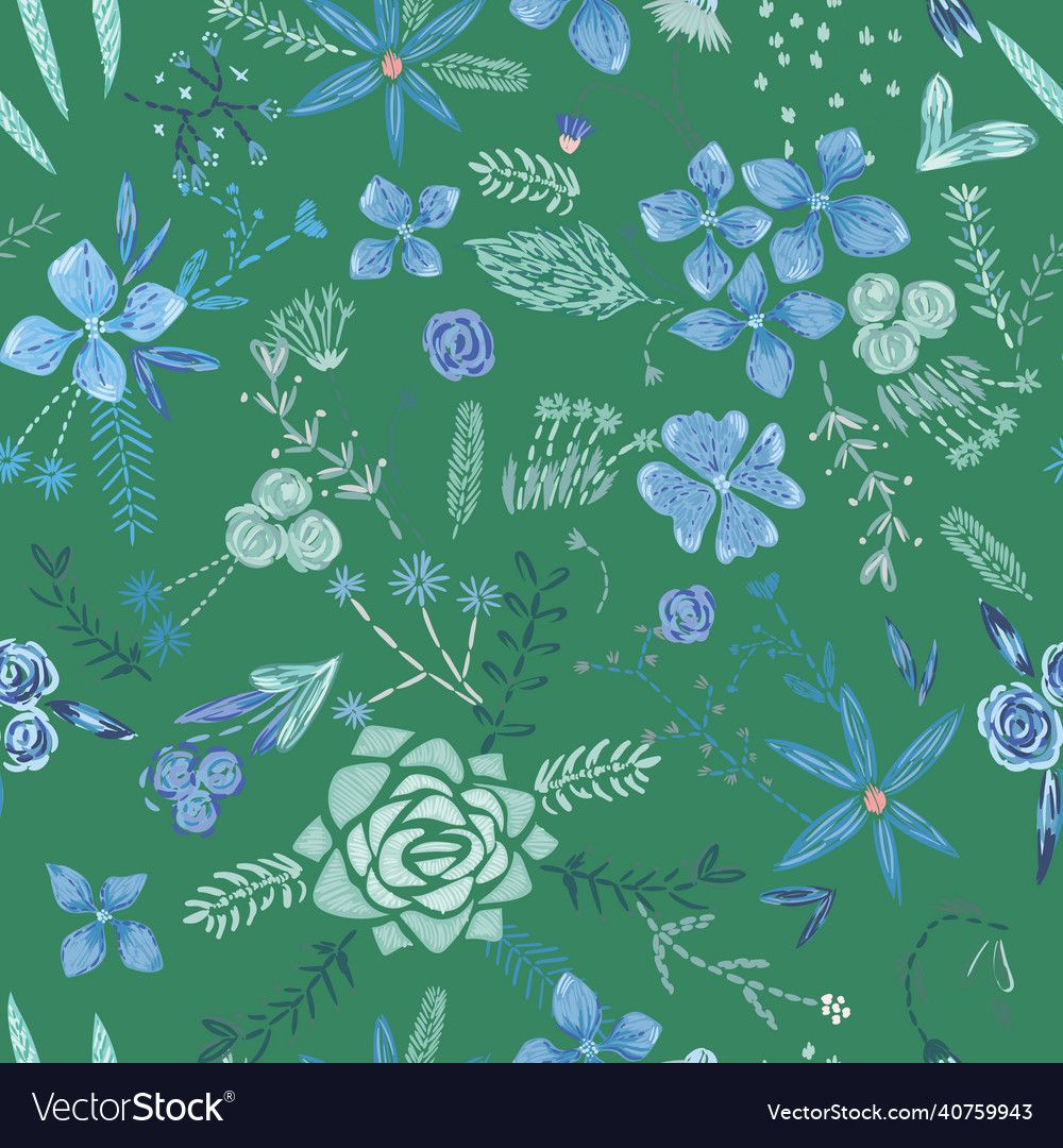 Nahtlose frische florale Nähte handgemacht vector image Nahtlose frische florale Nähte handgemacht