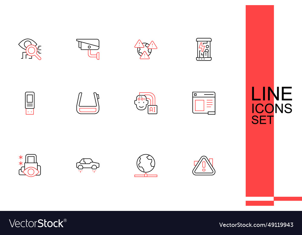 Set line exclamation mark in triangle global vector image Set line exclamation mark in triangle global