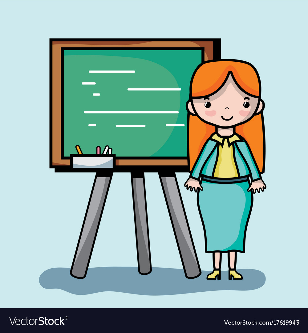 Teacher woman with board to teach the students