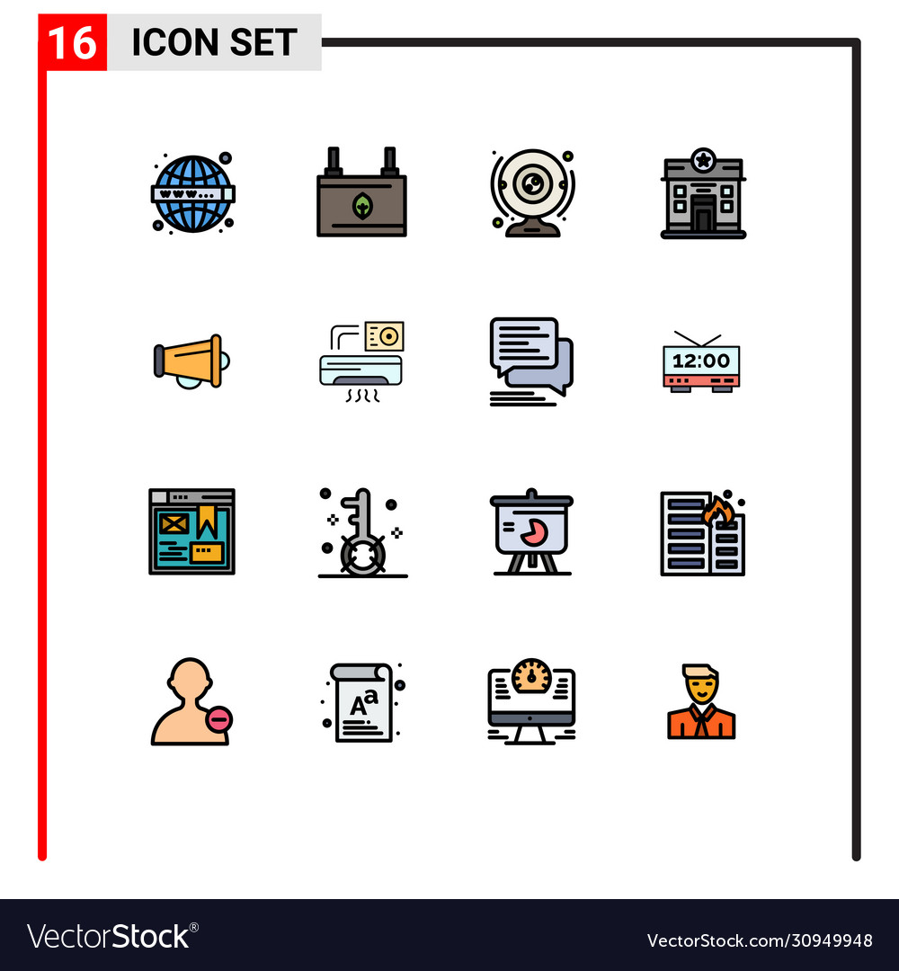 16 universal flat color filled lines set for web