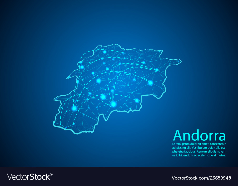 Andorra map with nodes linked by lines concept Vector Image Andorra map with nodes linked by lines concept