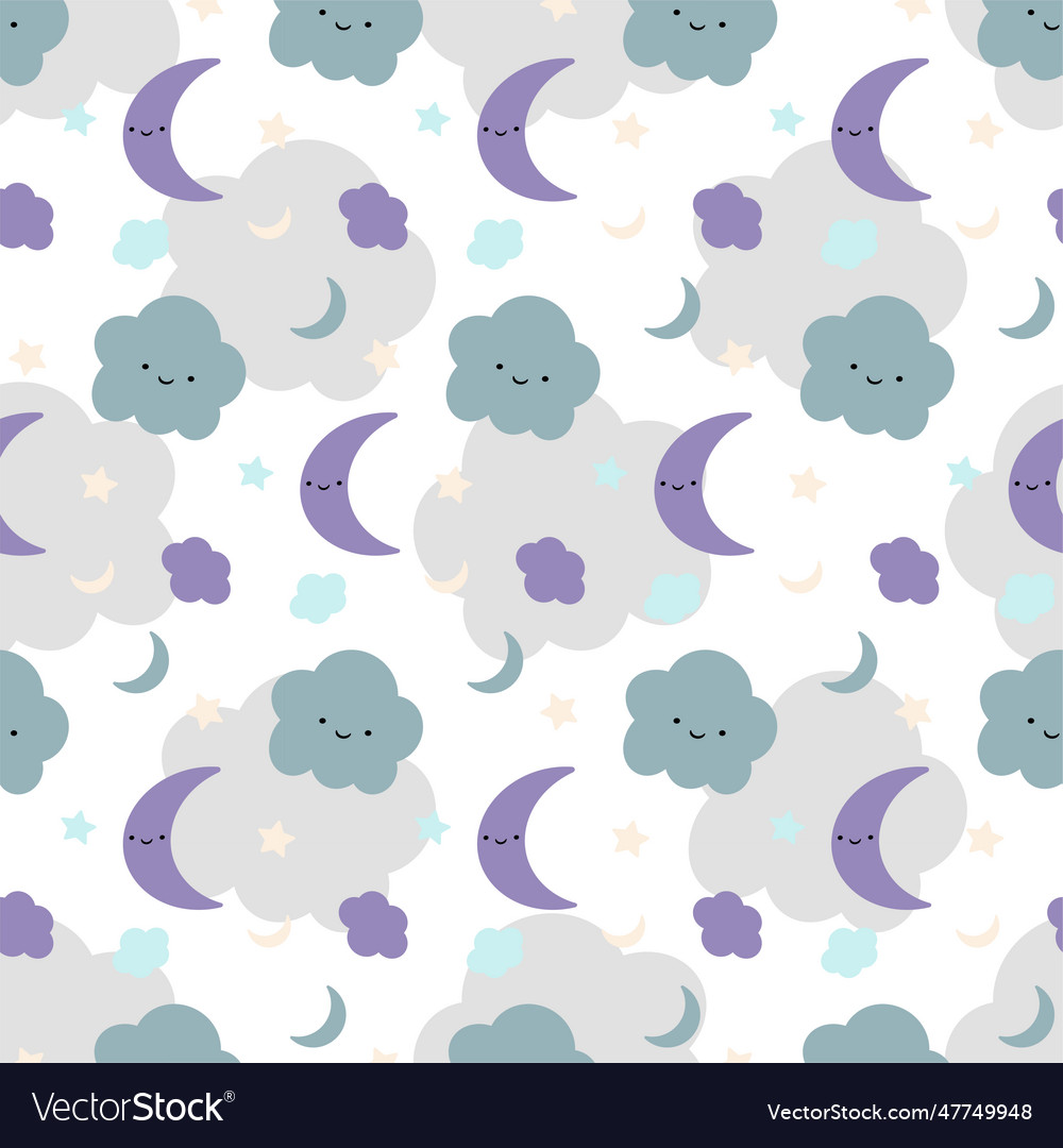 Childish seamless pattern with clouds vector image Childish seamless pattern with clouds