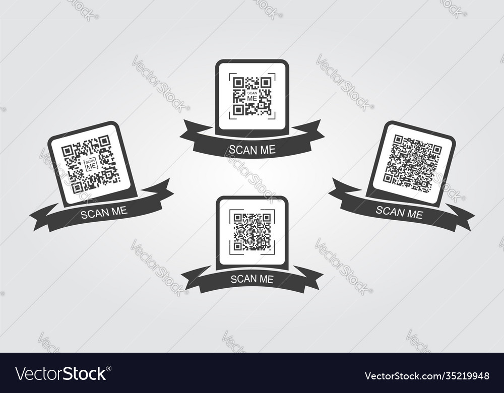 Collection creative concept qr code icon scan me