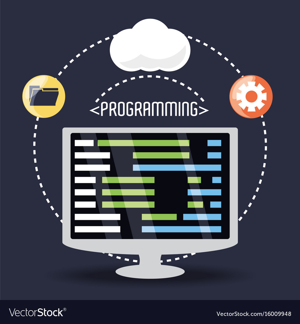 Computer mit Programmierung auf dem Bildschirm