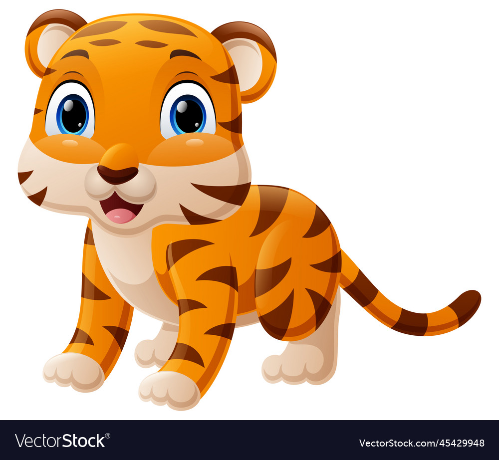 Cute baby tiger cartoon sitting