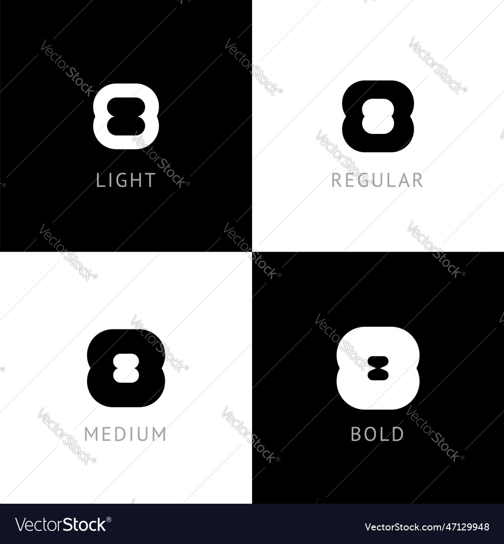 Cyber font rounded digital alphabet number 8 vector image Cyber font rounded digital alphabet number 8