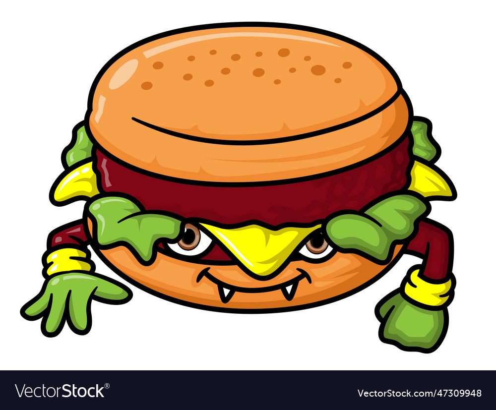 Delicious burger monster with the big eyes Vector Image