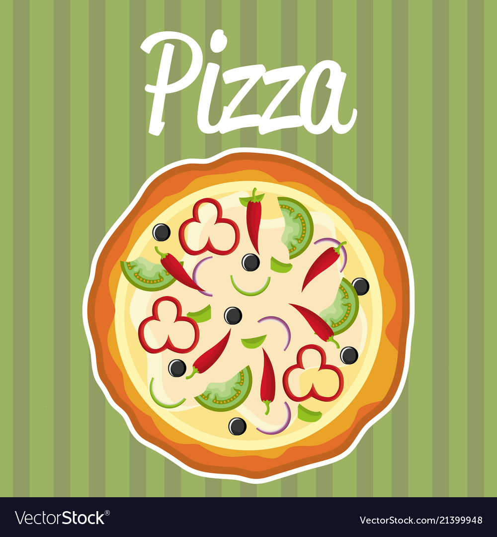 Delicious italian pizza label Royalty Free Vector Image