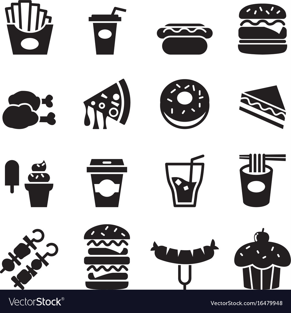 Fast food icons set Royalty Free Vector Image - VectorStock