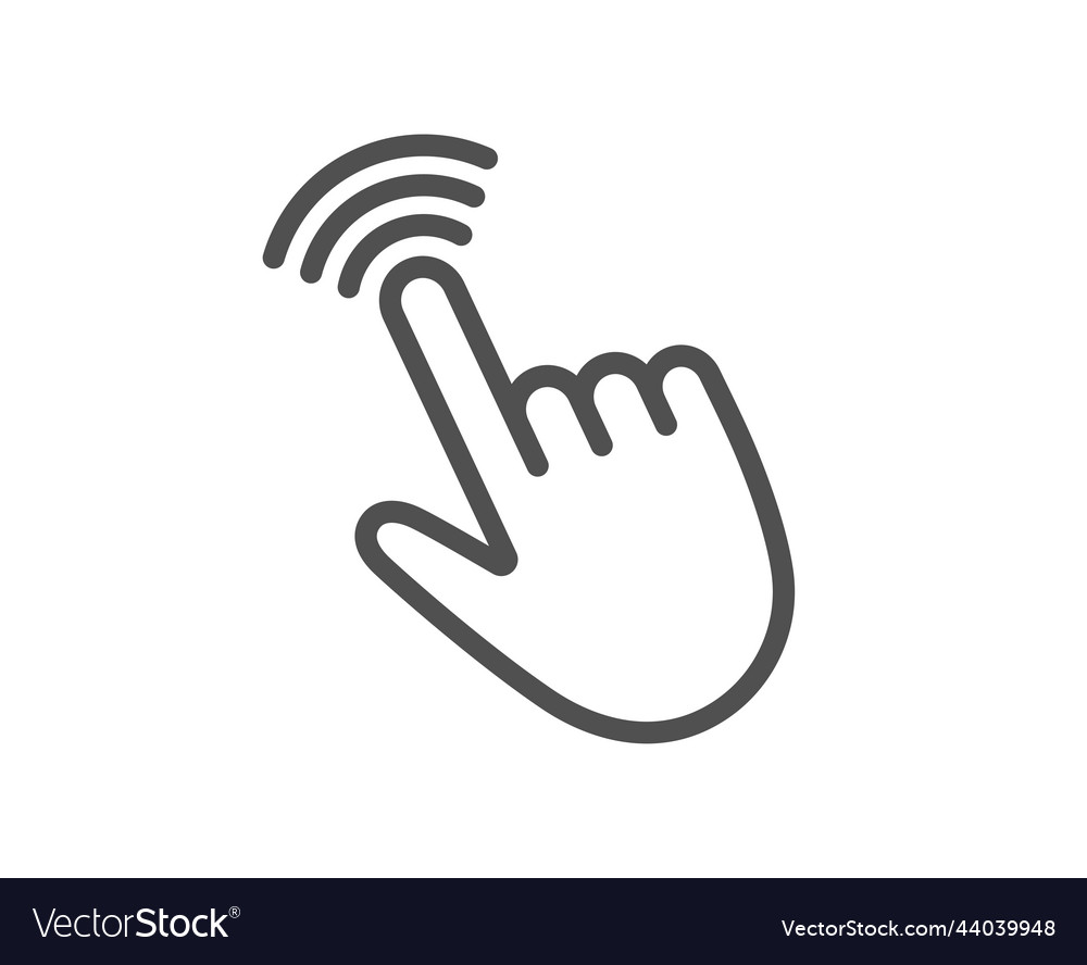 Hand cursor line icon click action sign vector image Hand cursor line icon click action sign
