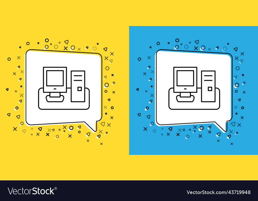 Set line computer monitor with keyboard and mouse vector image Set line computer monitor with keyboard and mouse
