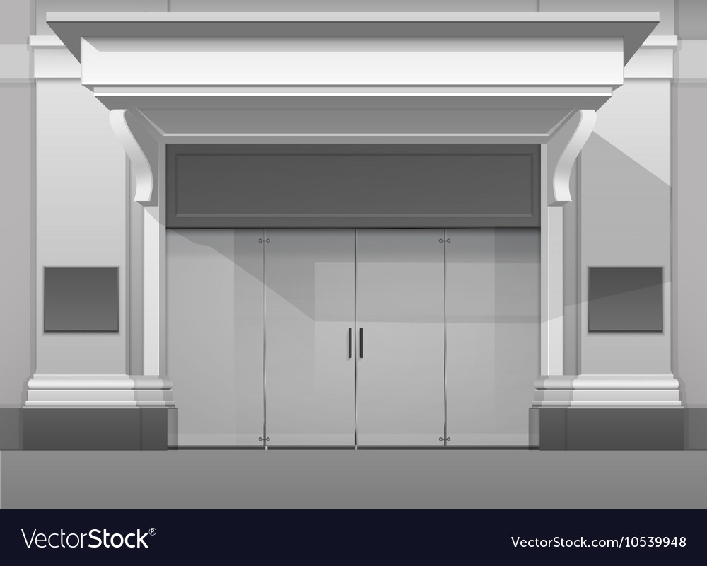 Shop Building Store Front With Closed Glass Door Vector Image