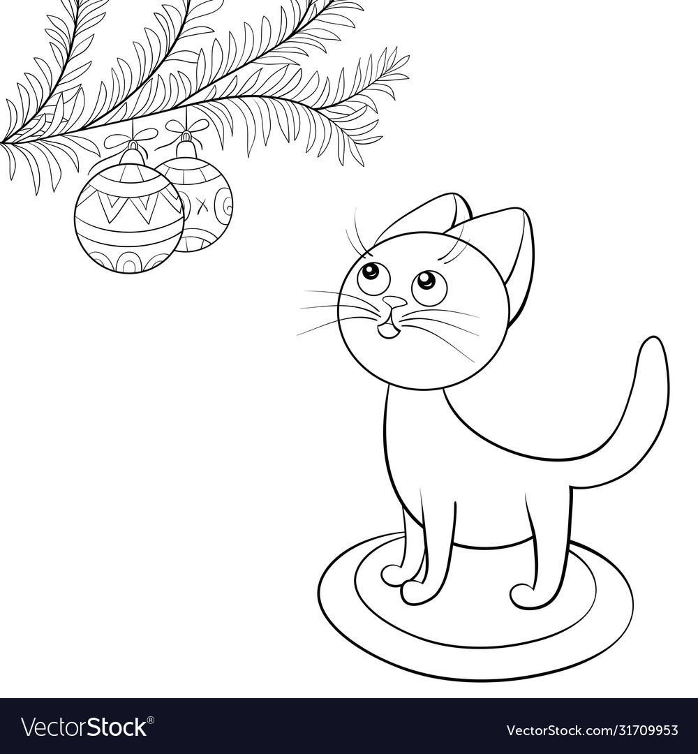 a children coloring bookpage cartoon cat vector image