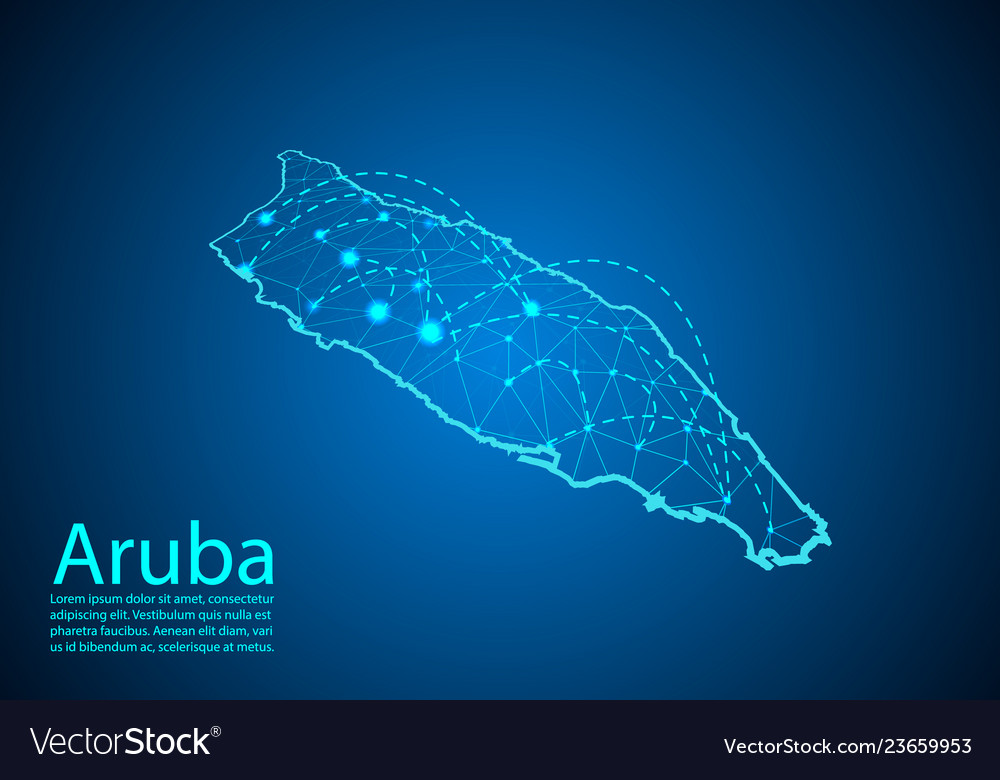 Aruba Karte mit Knoten verknüpft durch Linien Konzept vector image Aruba Karte mit Knoten verknüpft durch Linien Konzept