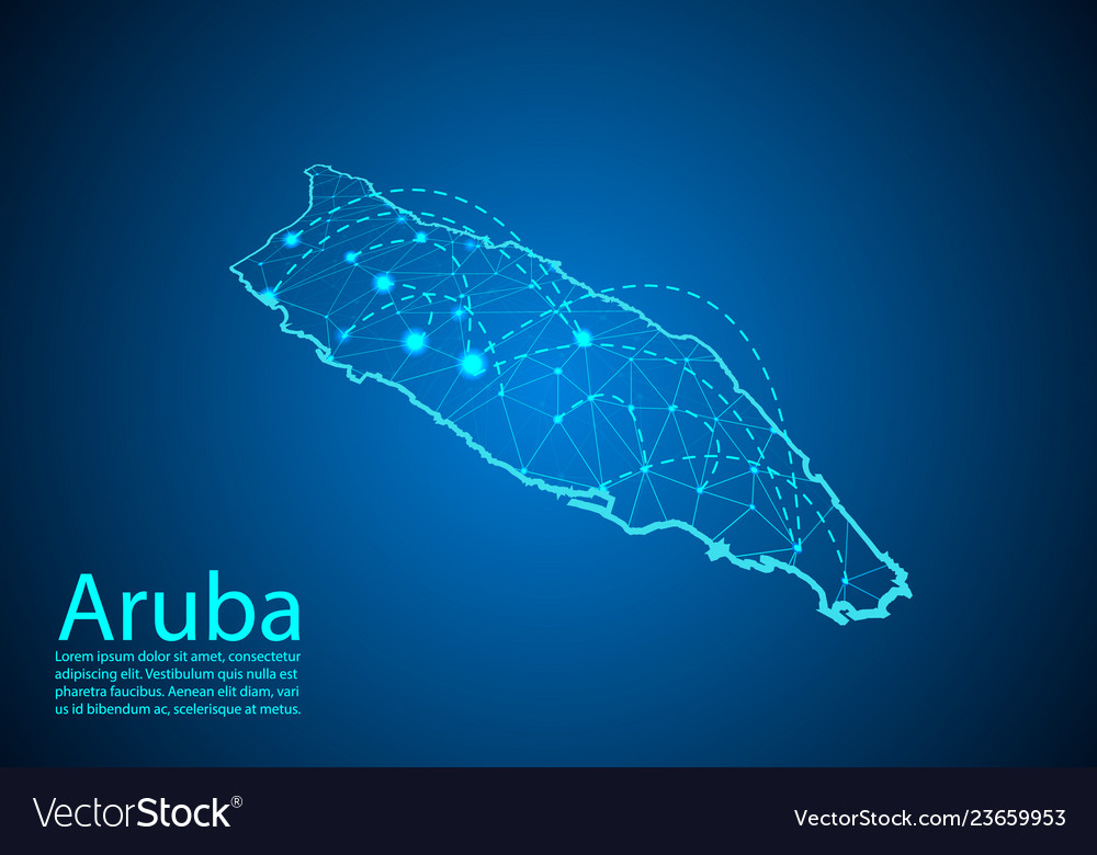 Aruba map with nodes linked by lines concept