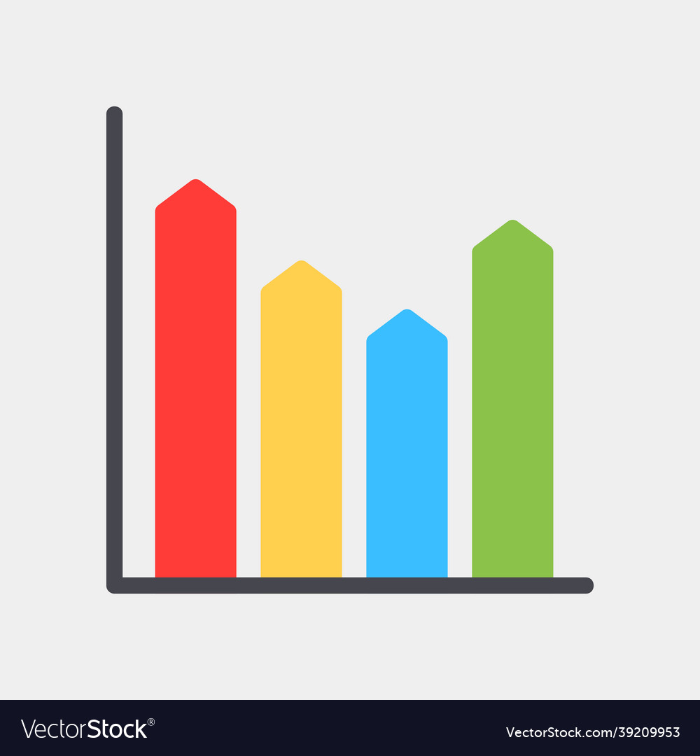 Bar chart icon in flat style for any projects vector image Bar chart icon in flat style for any projects