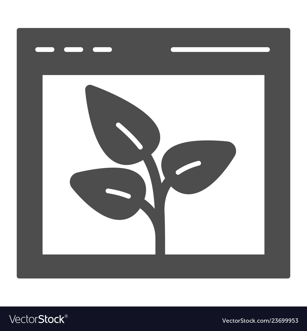 Browser with leaf solid icon web window and plant