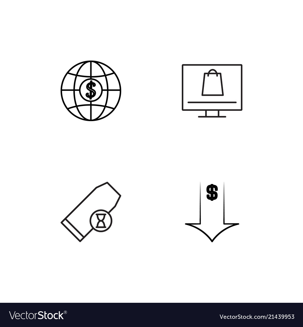Business linear icons set simple outline
