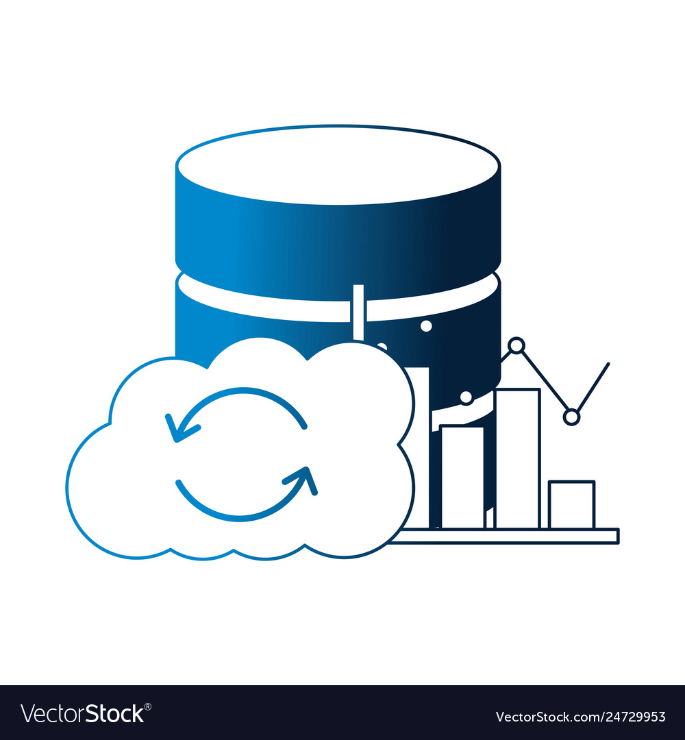 Cloud computing database center statistics chart vector image Cloud computing database center statistics chart