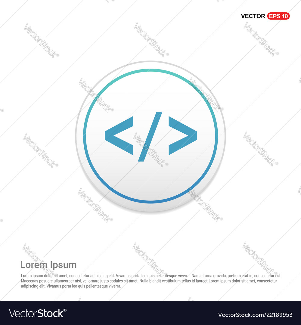 Code icon - white circle button vector image Code icon - white circle button