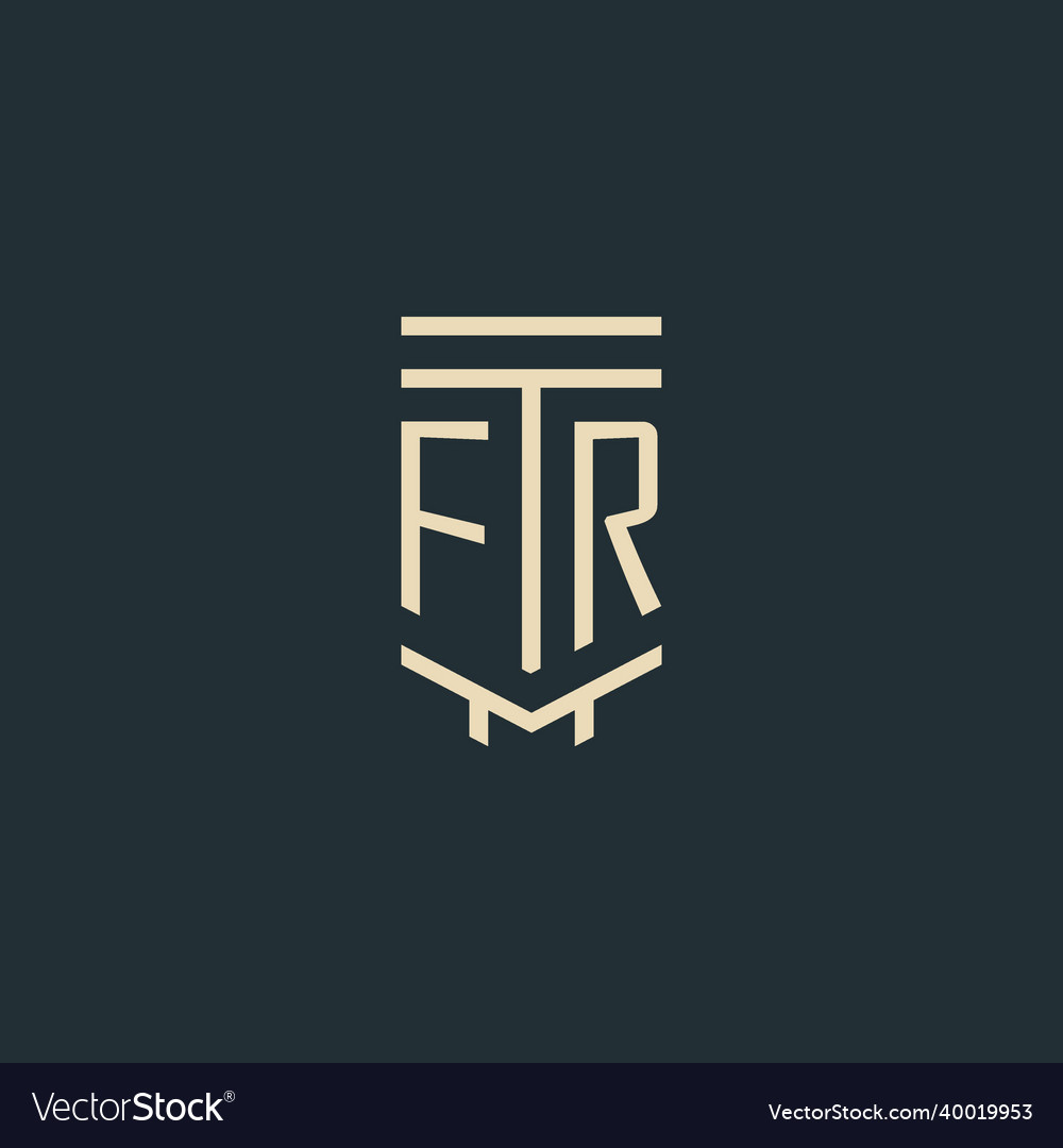 Fr initial monogram with simple line art pillar Vector Image Fr initial monogram with simple line art pillar