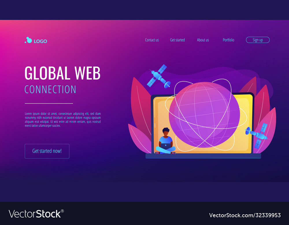 Global web connection concept landing page vector image Global web connection concept landing page