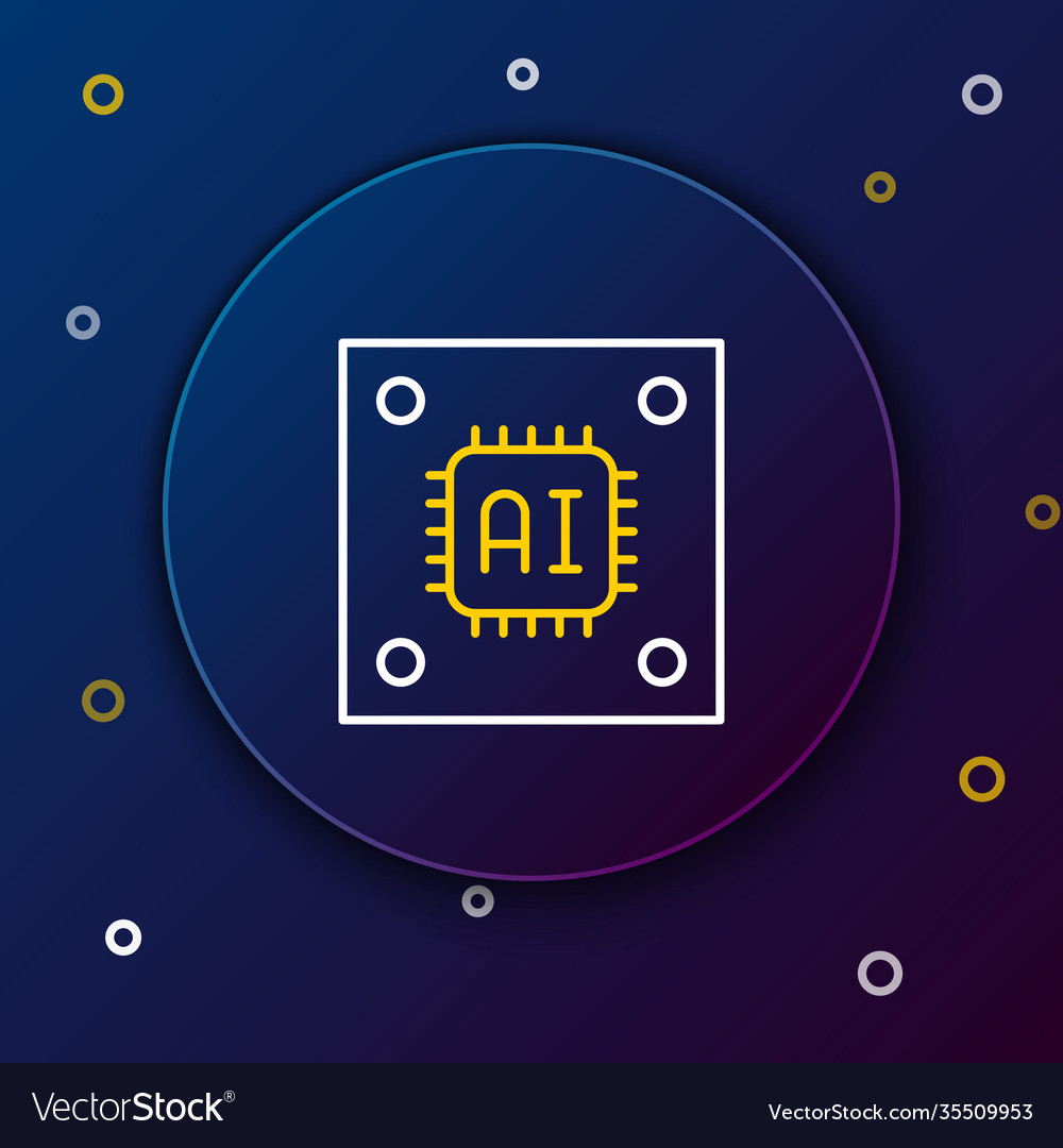 Line computer processor with microcircuits cpu vector image Line computer processor with microcircuits cpu