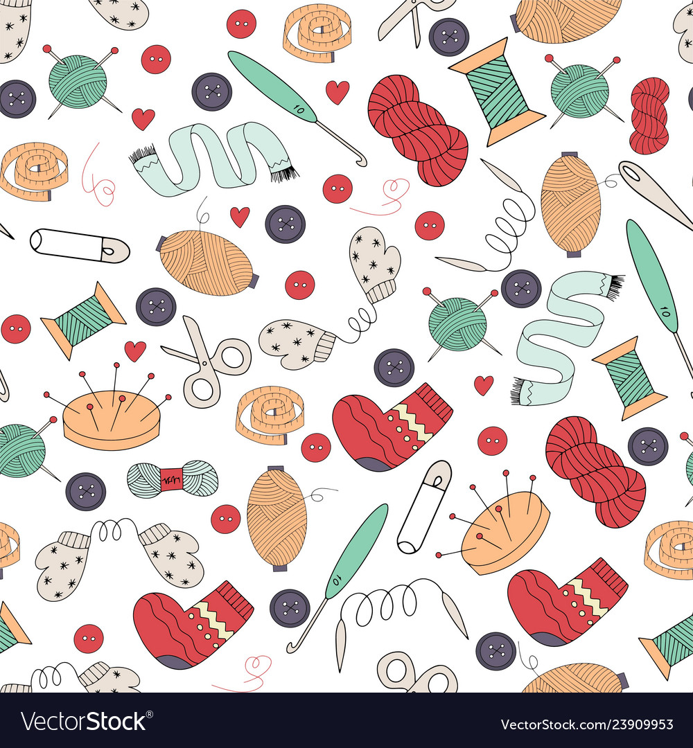 Pattern on the theme of sewing and knitting vector image Pattern on the theme of sewing and knitting