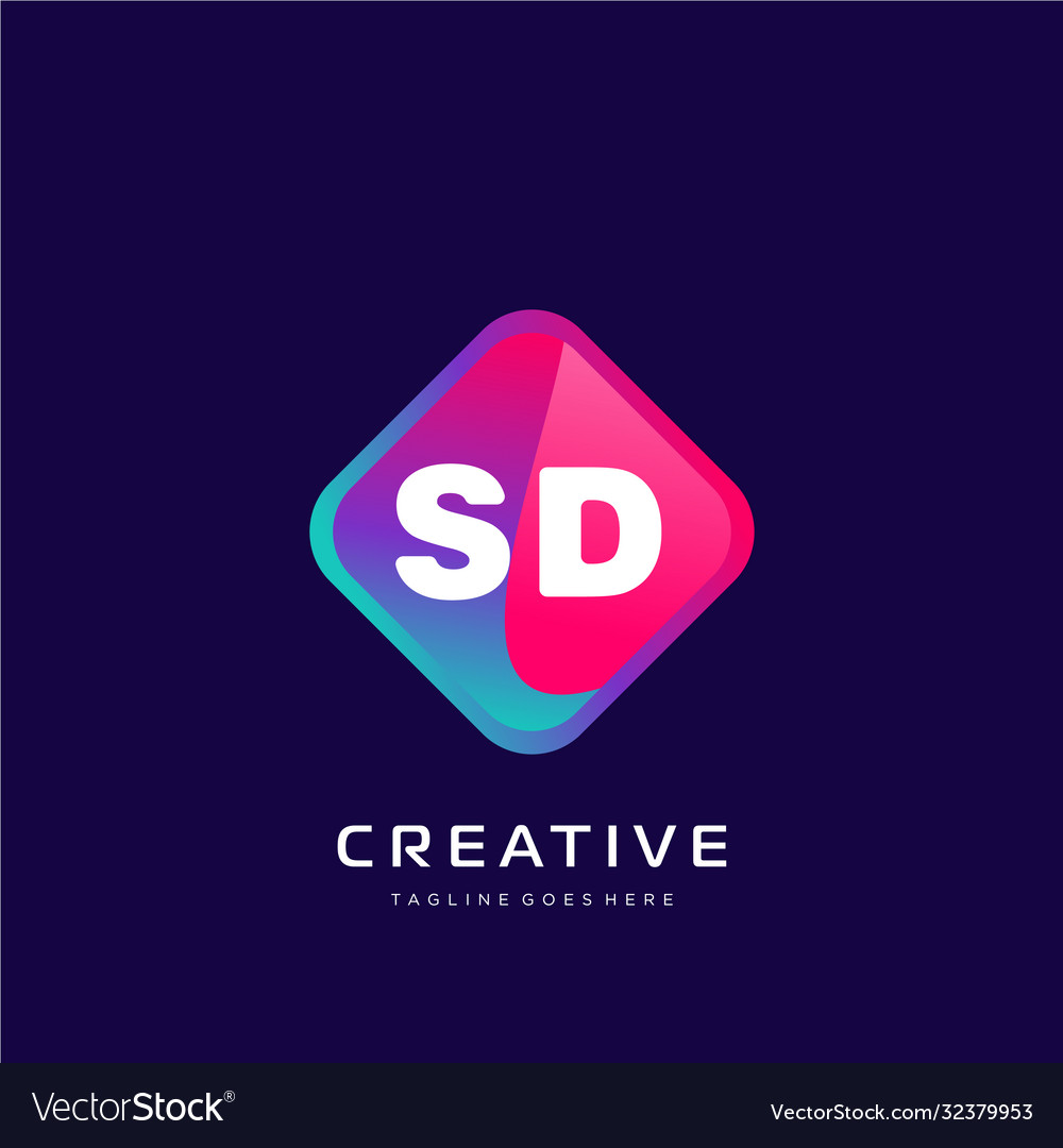 Sd initial logo with colorful template