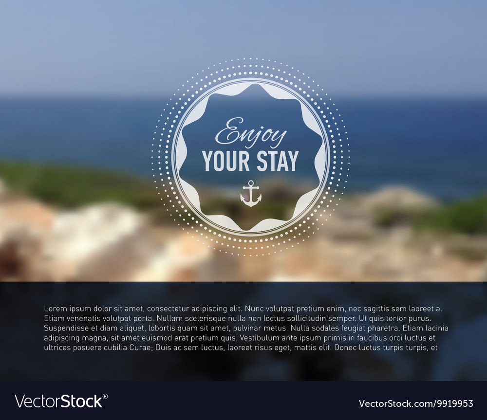 Seaside blurred background with designed text