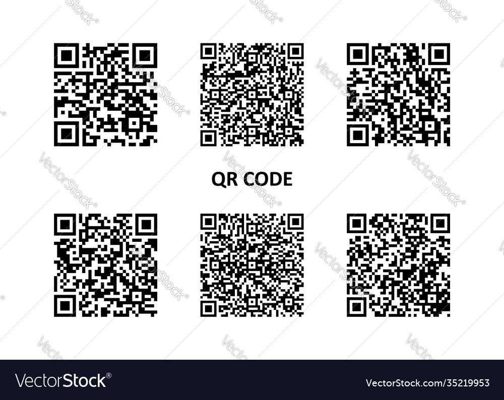 Set qr code icon sample for smartphone vector image Set qr code icon sample for smartphone