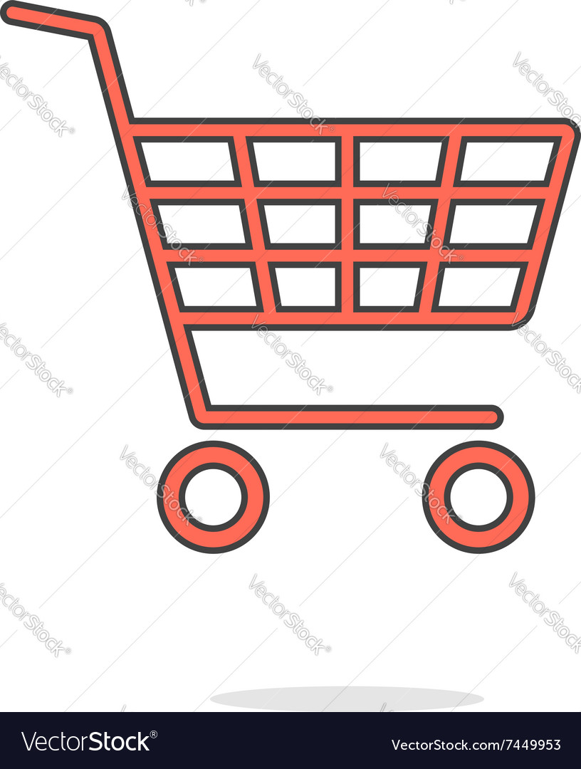 Simple red shopping cart with shadow
