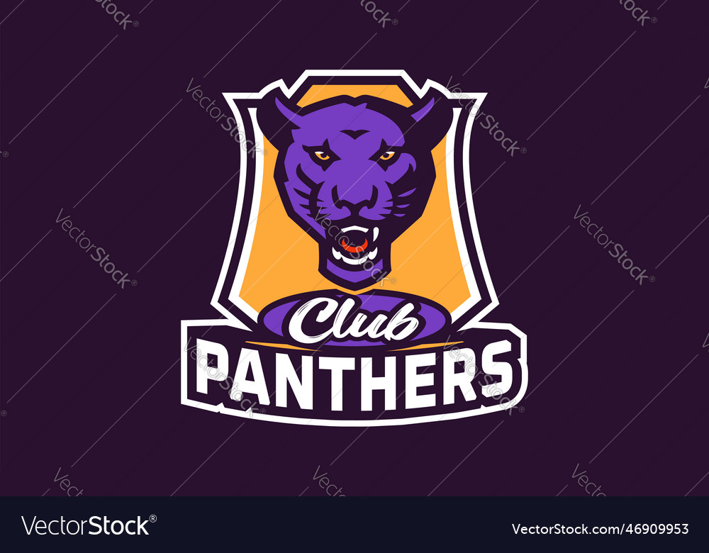 Sports logo with panther mascot colorful sport Vector Image