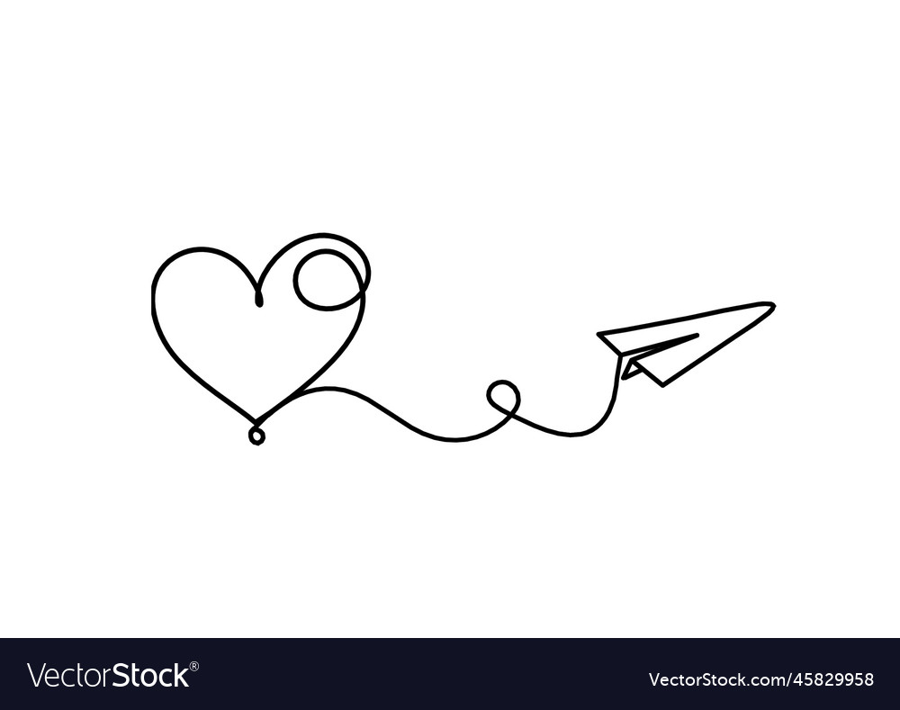 Abstract heart with paper plane as continuous