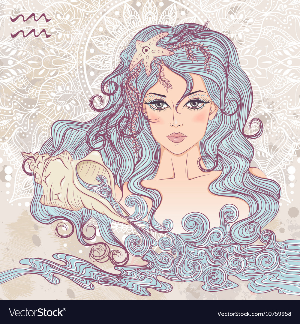 Aquarius As A Portrait Beautiful Girl Royalty Free Vector