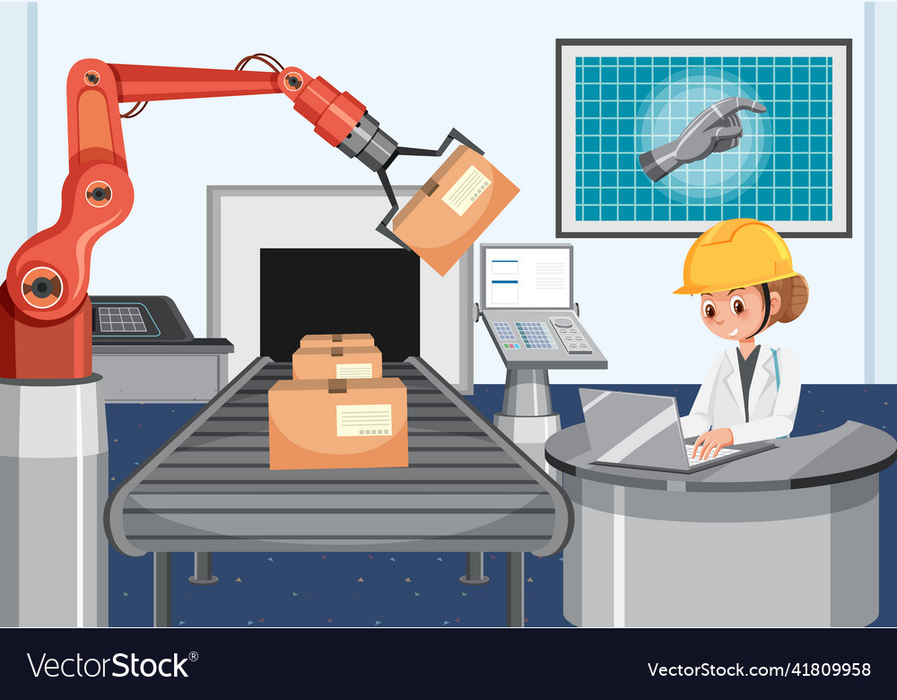 Automation industry concept with assembly line vector image Automation industry concept with assembly line