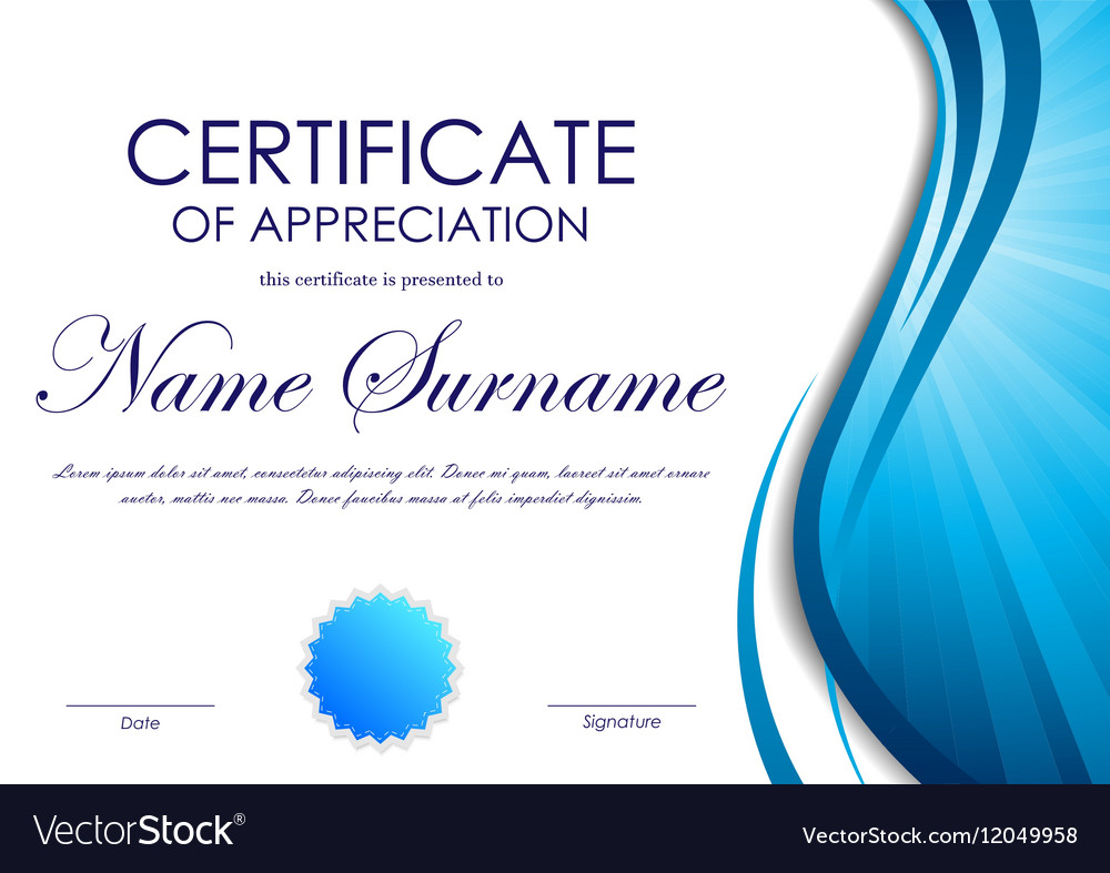 Certificate of appreciation template Royalty Free Vector Intended For In Appreciation Certificate Templates